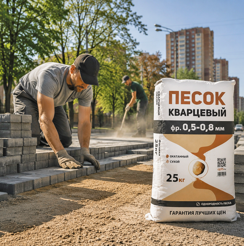Укладка тротуарной плитки на кварцевый песок