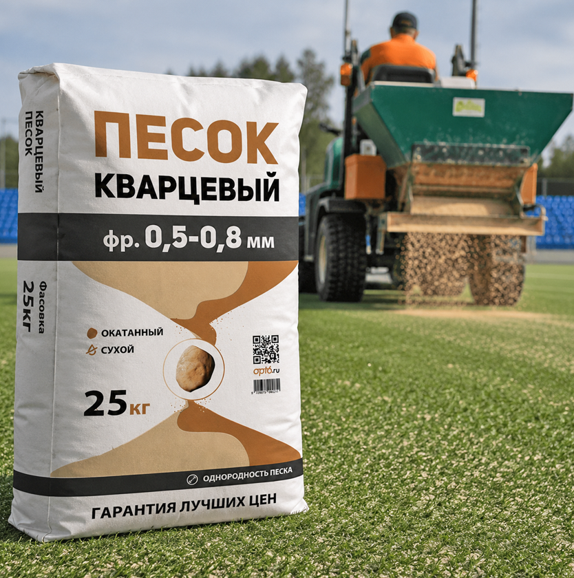Засыпка искусственного газона кварцевым песком