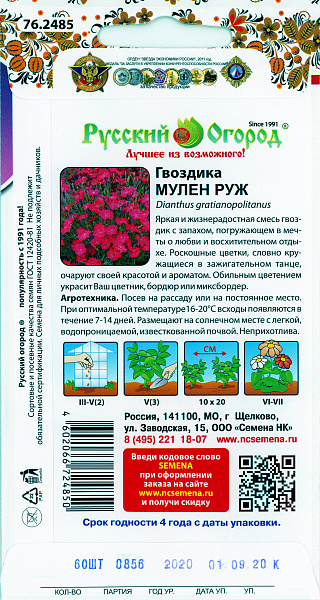 картинка Гвоздика Мулен Руж, Смесь, 60 шт. от магазина ОПТ6