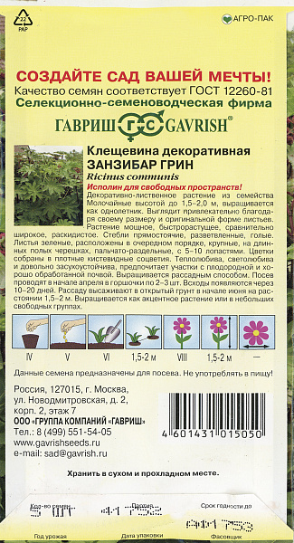 картинка Клещевина Занзибар Грин, 5 шт. от магазина ОПТ6
