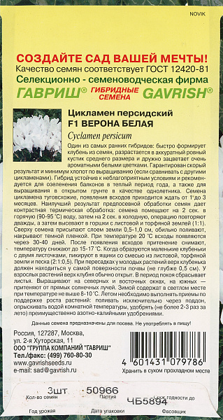 картинка Цикламен персидский Верона Белая, 3 шт. от магазина ОПТ6