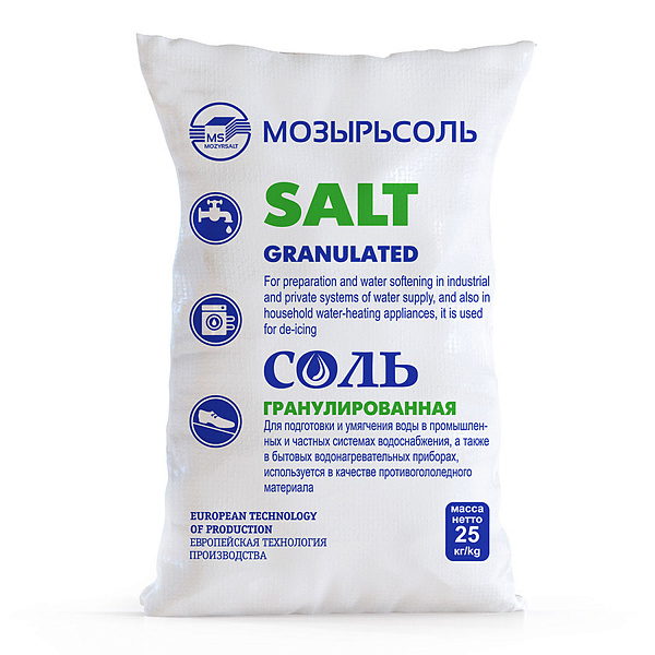 картинка Соль гранулированная Мозырьсоль, 99,5%, 25кг от магазина ОПТ6