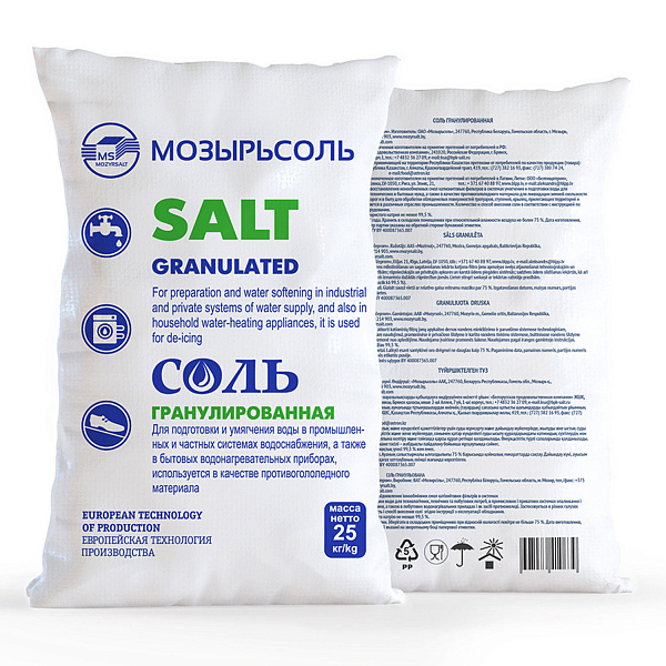 картинка Соль гранулированная Мозырьсоль, 99,5%, 25кг от магазина ОПТ6